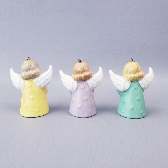 1977 Goebel Green Angel With Lute Bell Christmas Tree Ornament Lot of 3 - Picture 4 of 16